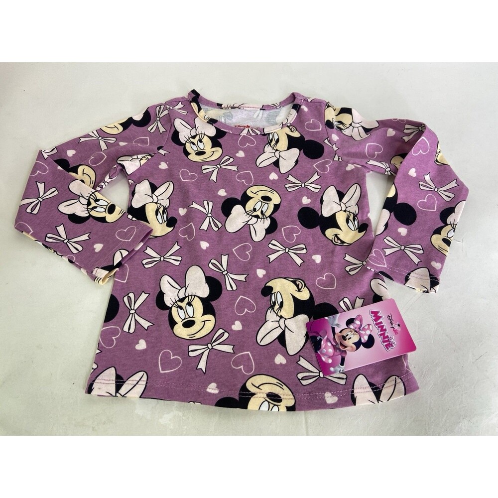 Disney Minnie Mouse All Over Print Long Sleeve T-Shirt Top Toddler Girls Size 3T